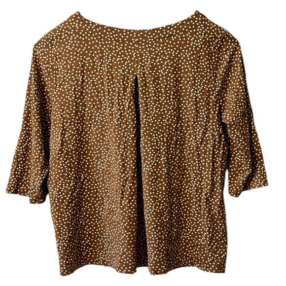 Womens J Jill Wearever Collection Polka Dot Top 3/4 Sleeve Brown Size Medium P‎ - Picture 2 of 12